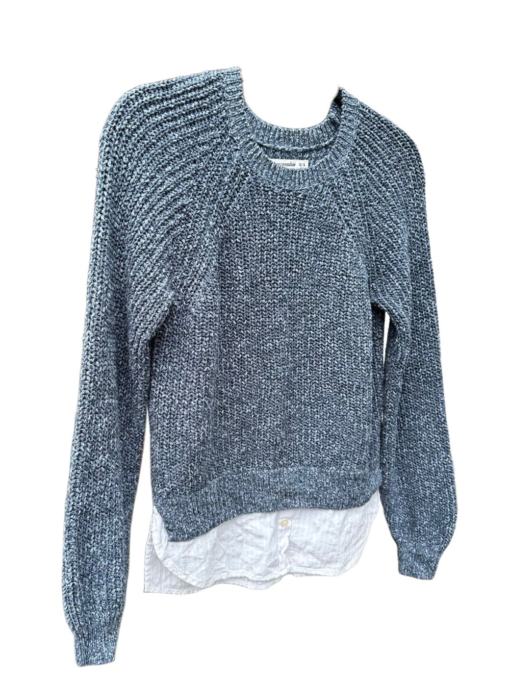 Abercrombie Kids Blue Layered Knit Sweater White Shirttail Hem Girls 15/16 - Picture 6 of 8